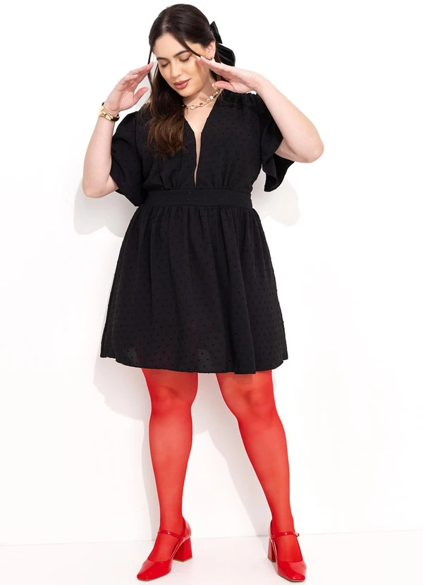 Quintess - Vestido Preto em Crepe Plano Maquinetado 14