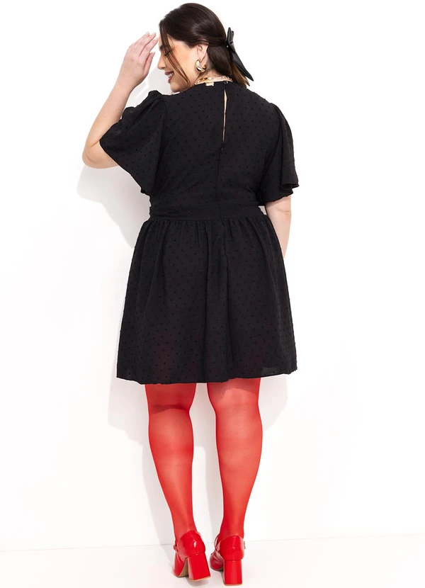 Quintess - Vestido Preto em Crepe Plano Maquinetado 15