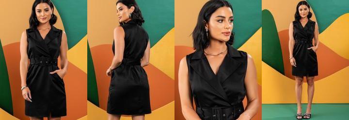 Vestido Preto em Crepe Plano