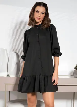 Quintess - Vestido Preto em Crepe Plano - QUINTESS