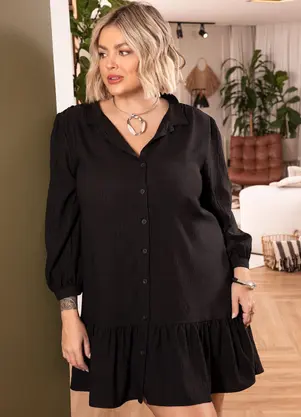 Quintess - Vestido Preto em Crepe Plano - QUINTESS