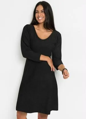 bonprix - Vestido Preto em Malha Cotelê - BONPRIX