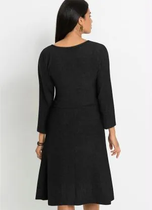 bonprix - Vestido Preto em Malha Cotelê - BONPRIX