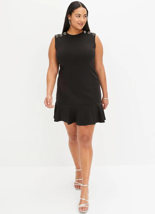 bonprix - Vestido Preto em Malha Crepe