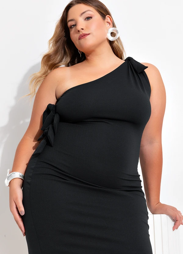 Quintess - Vestido Preto em Malha Crepe