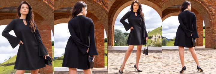 Vestido Preto em Malha Crepe