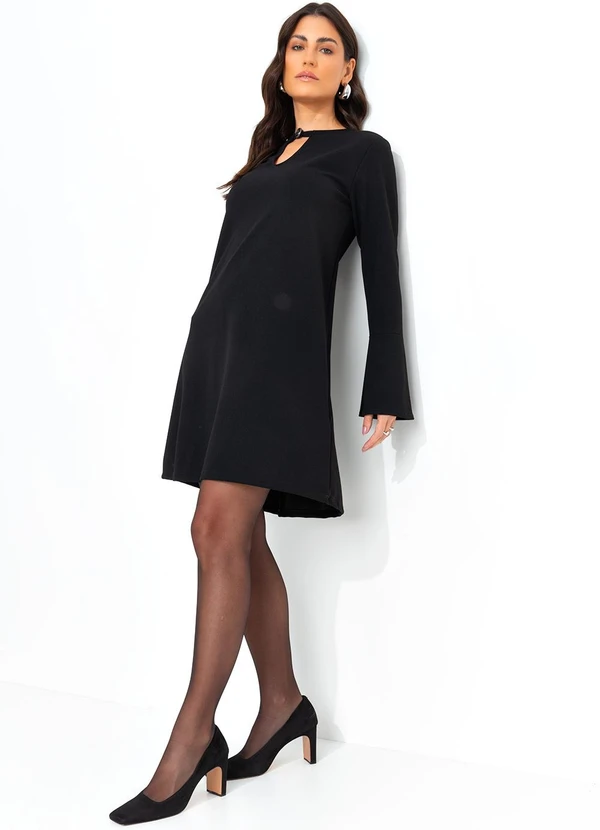 Quintess - Vestido Preto em Malha Crepe 11