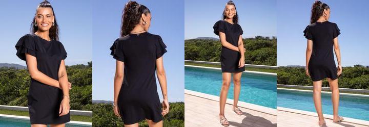 Vestido Preto em Malha de Algodo