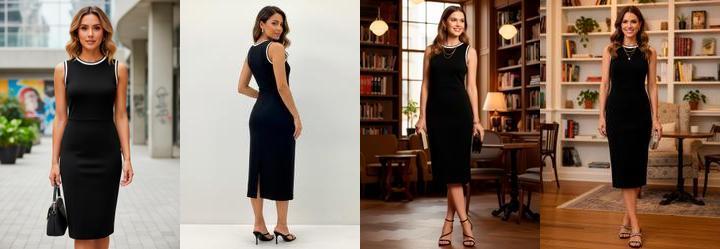 Vestido Preto em Malha de Piquet