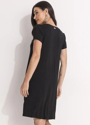 Quintess - Vestido Preto em Malha de Viscose - QUINTESS