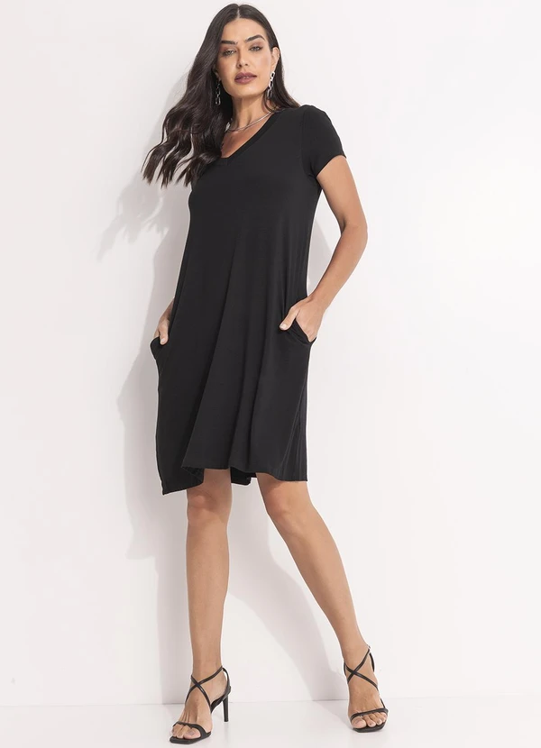 Quintess - Vestido Preto em Malha de Viscose 3