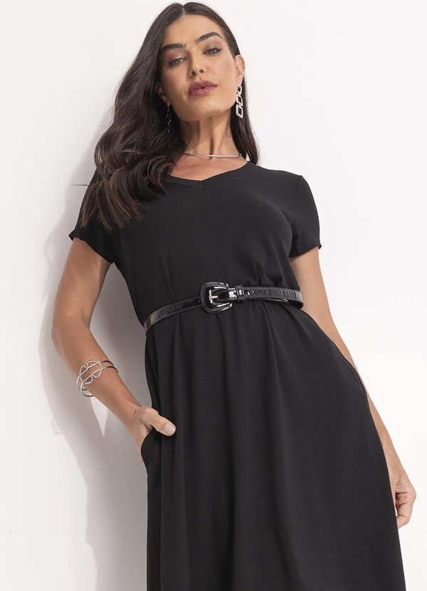 Quintess - Vestido Preto em Malha de Viscose 6