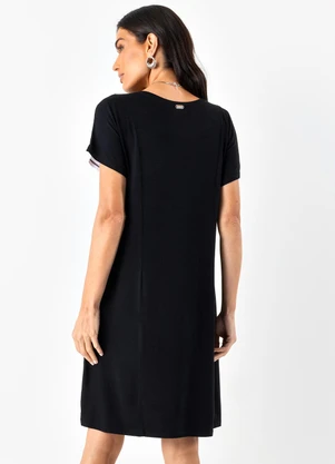 Quintess - Vestido Preto em Malha de Viscose - QUINTESS