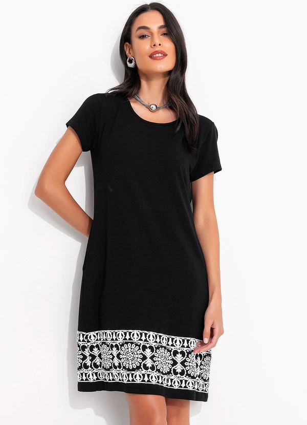 Quintess - Vestido Preto em Malha de Viscose