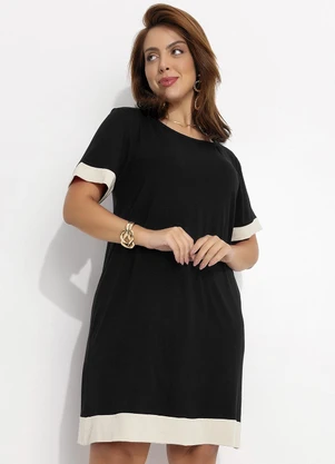 Quintess - Vestido Preto em Malha de Viscose - QUINTESS