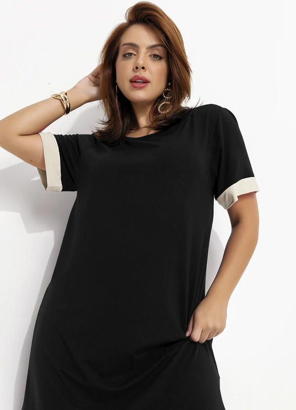 Quintess - Vestido Preto em Malha de Viscose 11