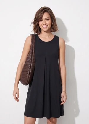 Quintess - Vestido Preto em Malha de Viscose - QUINTESS