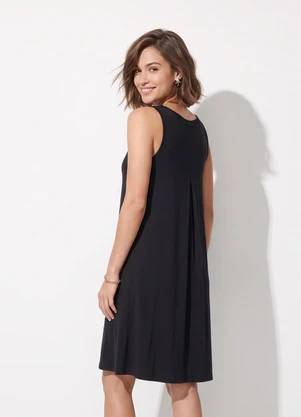 Quintess - Vestido Preto em Malha de Viscose - QUINTESS