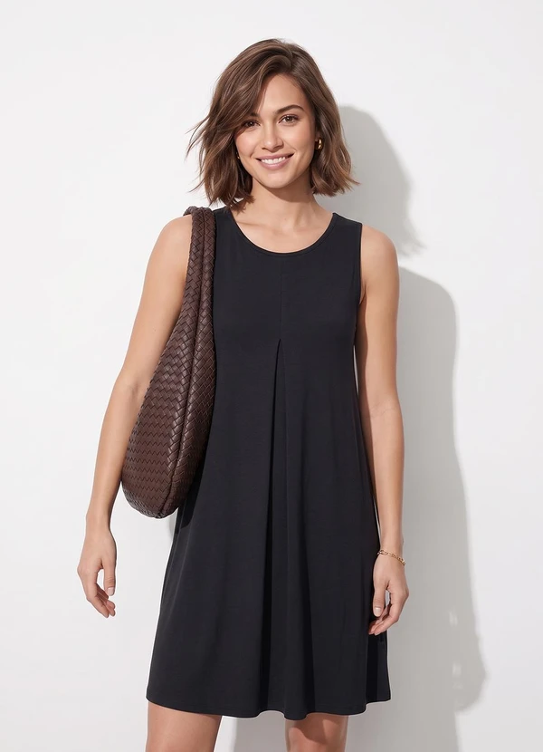 Quintess - Vestido Preto em Malha de Viscose