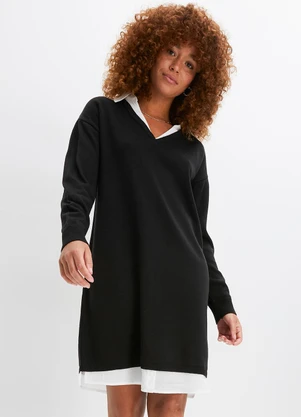 bonprix - Vestido Preto em Malha Favo - BONPRIX