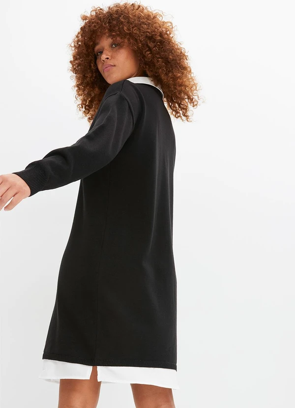 bonprix - Vestido Preto em Malha Favo 2