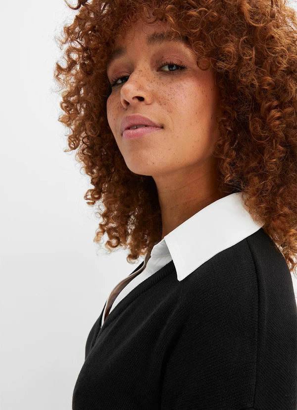 bonprix - Vestido Preto em Malha Favo 6