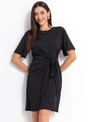 Quintess - Vestido Preto em Malha Fria - QUINTESS