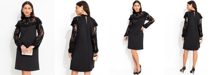 Vestido Preto em Malha Ponto Roma Sarjado