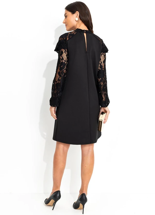 Quintess - Vestido Preto em Malha Ponto Roma Sarjado 4