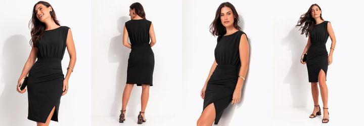 Vestido Preto em Malha Texturizada