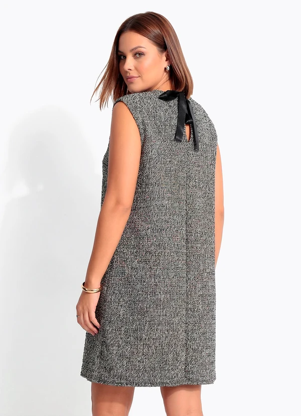 Quintess - Vestido Preto em Malha Tweed 8