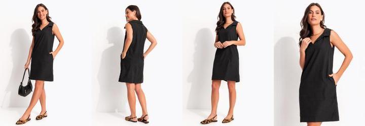 Vestido Preto em Tecido de Nylon