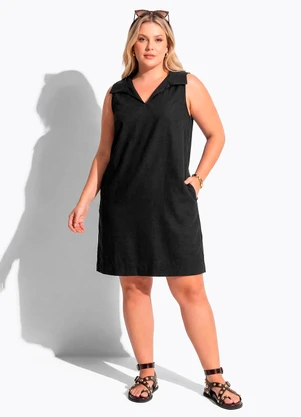 Quintess - Vestido Preto em Tecido de Nylon - QUINTESS