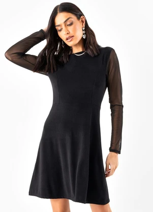 Quintess Vestido Preto em Veludo