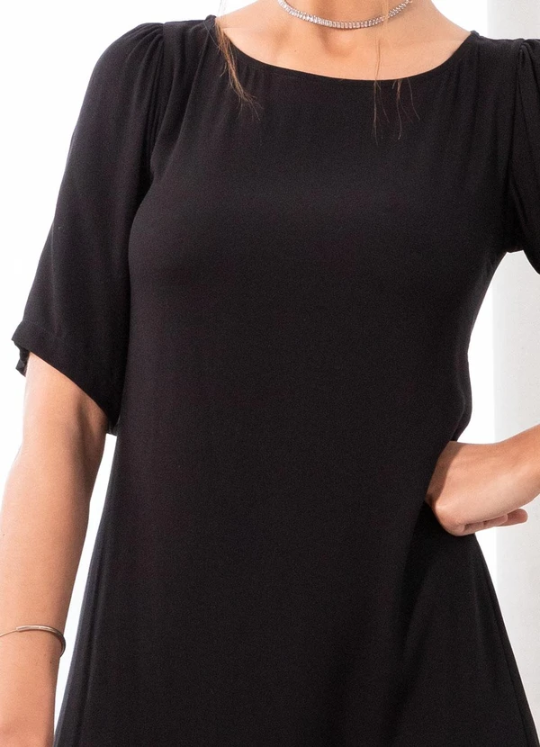 Quintess - Vestido Preto em Viscose Plana Sarjada 5