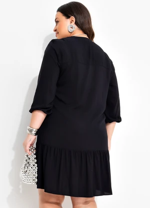 Quintess - Vestido Preto em Viscose Plana - QUINTESS