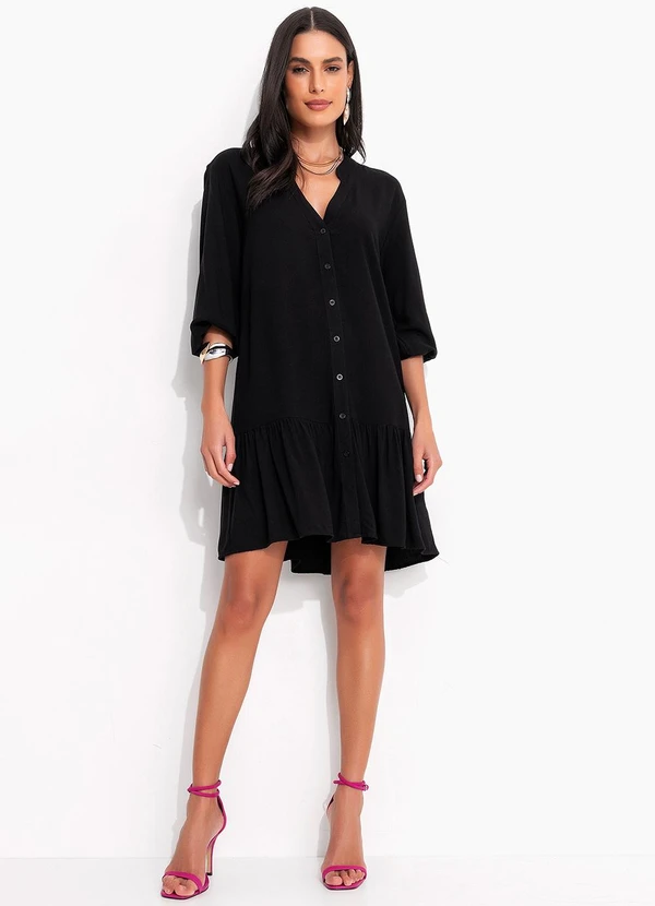 Quintess - Vestido Preto em Viscose Plana 8