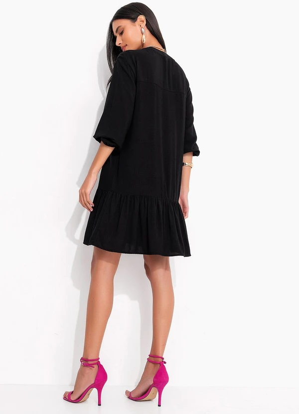 Quintess - Vestido Preto em Viscose Plana 7