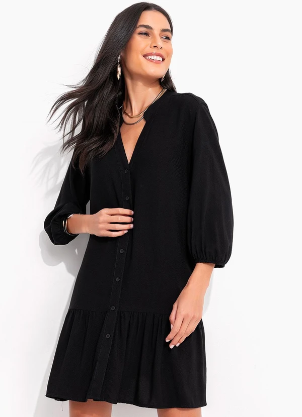 Quintess - Vestido Preto em Viscose Plana 5