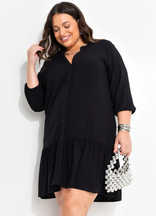 Quintess - Vestido Preto em Viscose Plana 4