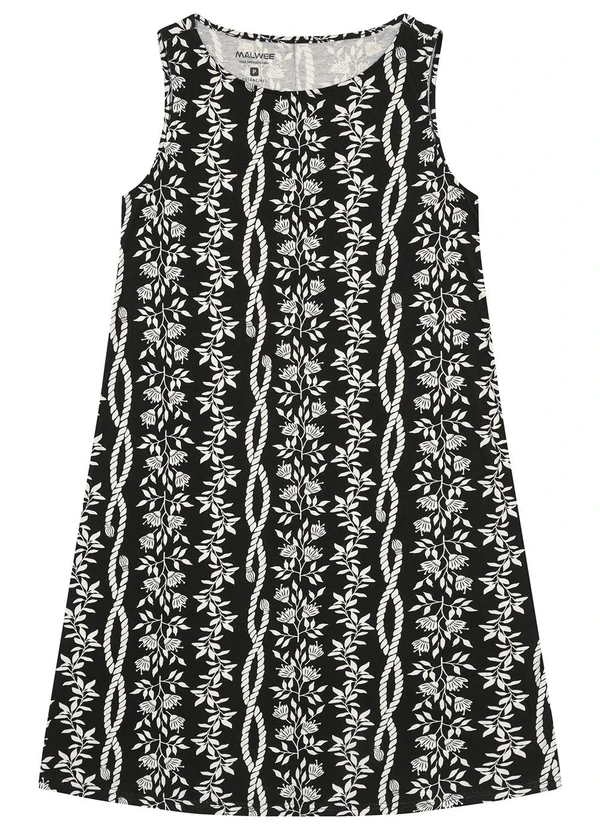 Malwee - Vestido Preto Evasê Curto Tropical 3