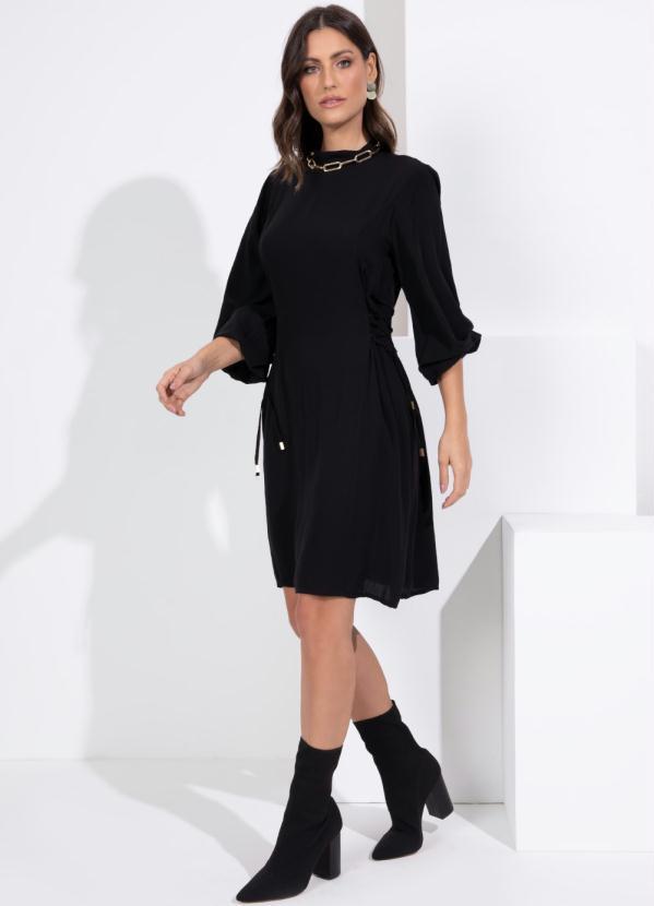 Quintess - Vestido Preto Mangas Longas e Amarrações 4