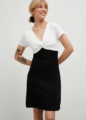 bonprix - Vestido Preto/Off em Malha de Viscose - BONPRIX
