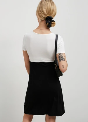 bonprix - Vestido Preto/Off em Malha de Viscose - BONPRIX
