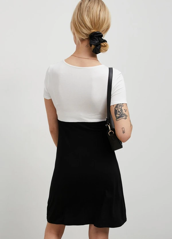 bonprix - Vestido Preto/Off em Malha de Viscose 2