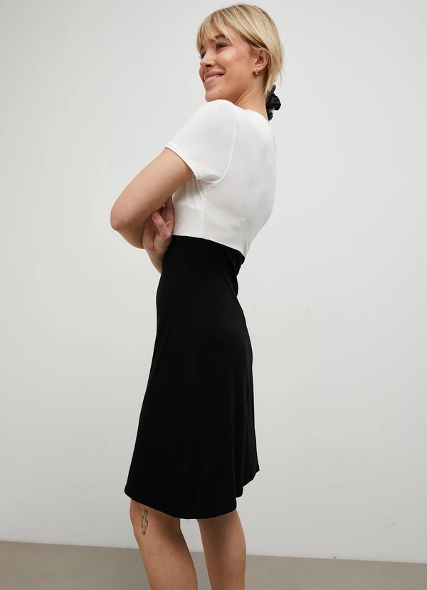 bonprix - Vestido Preto/Off em Malha de Viscose 5