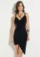 Moda Pop - Vestido Bordô Assimétrico com Alças - variação: Preto