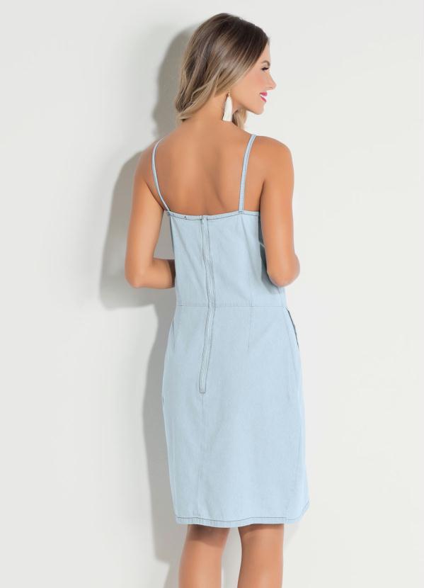 Quintess - Vestido Quintess Jeans Claro com Transpasse 2