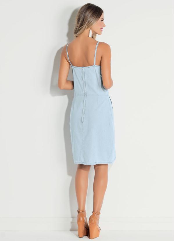 Quintess - Vestido Quintess Jeans Claro com Transpasse 4