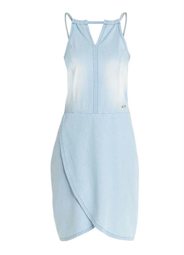Quintess - Vestido Quintess Jeans Claro com Transpasse 5